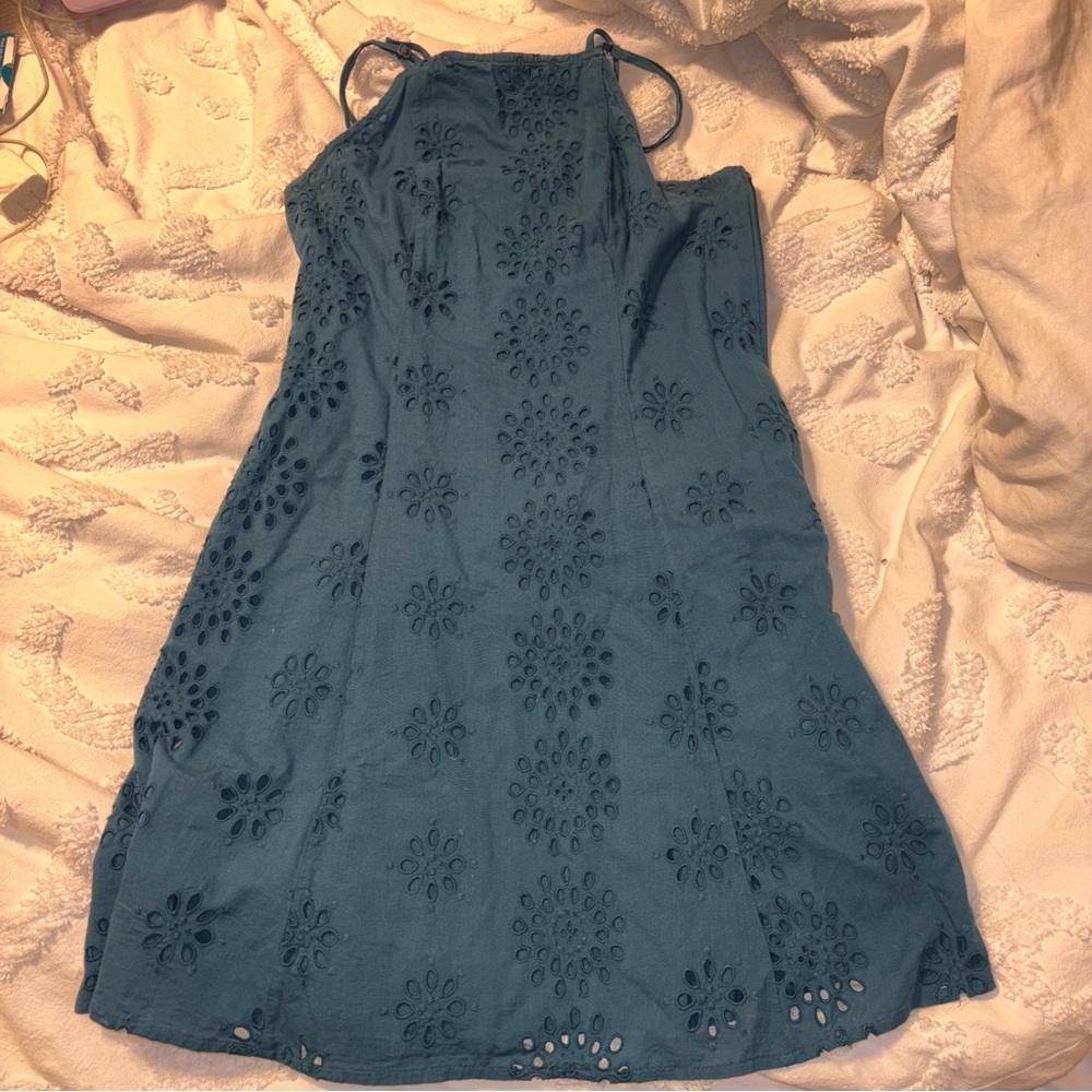 Teal eyelet dress
